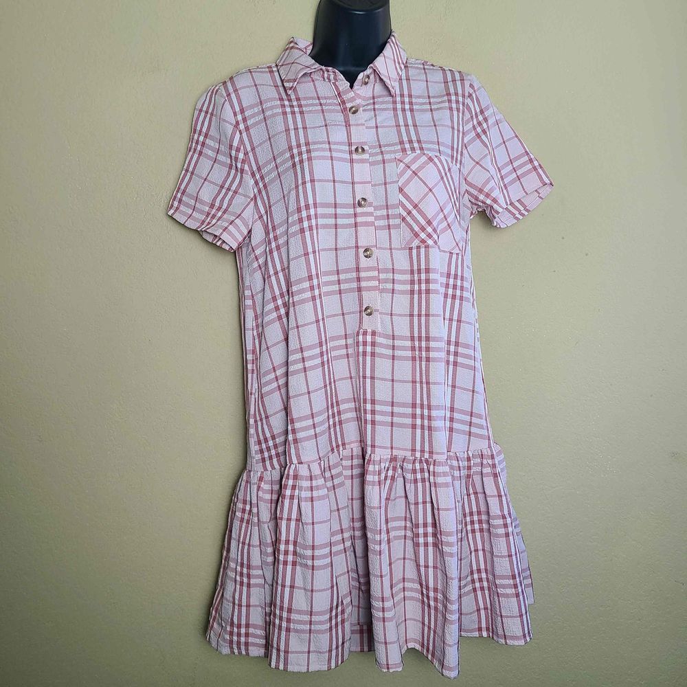 Very J Plaid Shirtdress